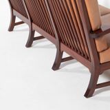 Mid-Century Danish Modern 3-seats sofa with cognac leather cushions