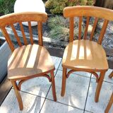 Suite of four foot bistro chairs with hoops / vintage 40s-50s