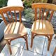 Suite of four foot bistro chairs with hoops / vintage 40s-50s
