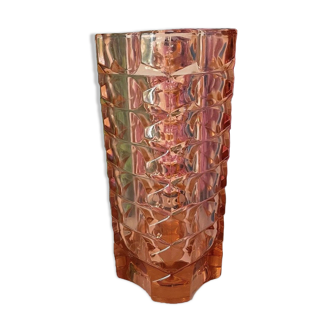 Vase année 50 en verre rose