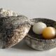 Vintage Marble Chicken with Eggs Sculpture
