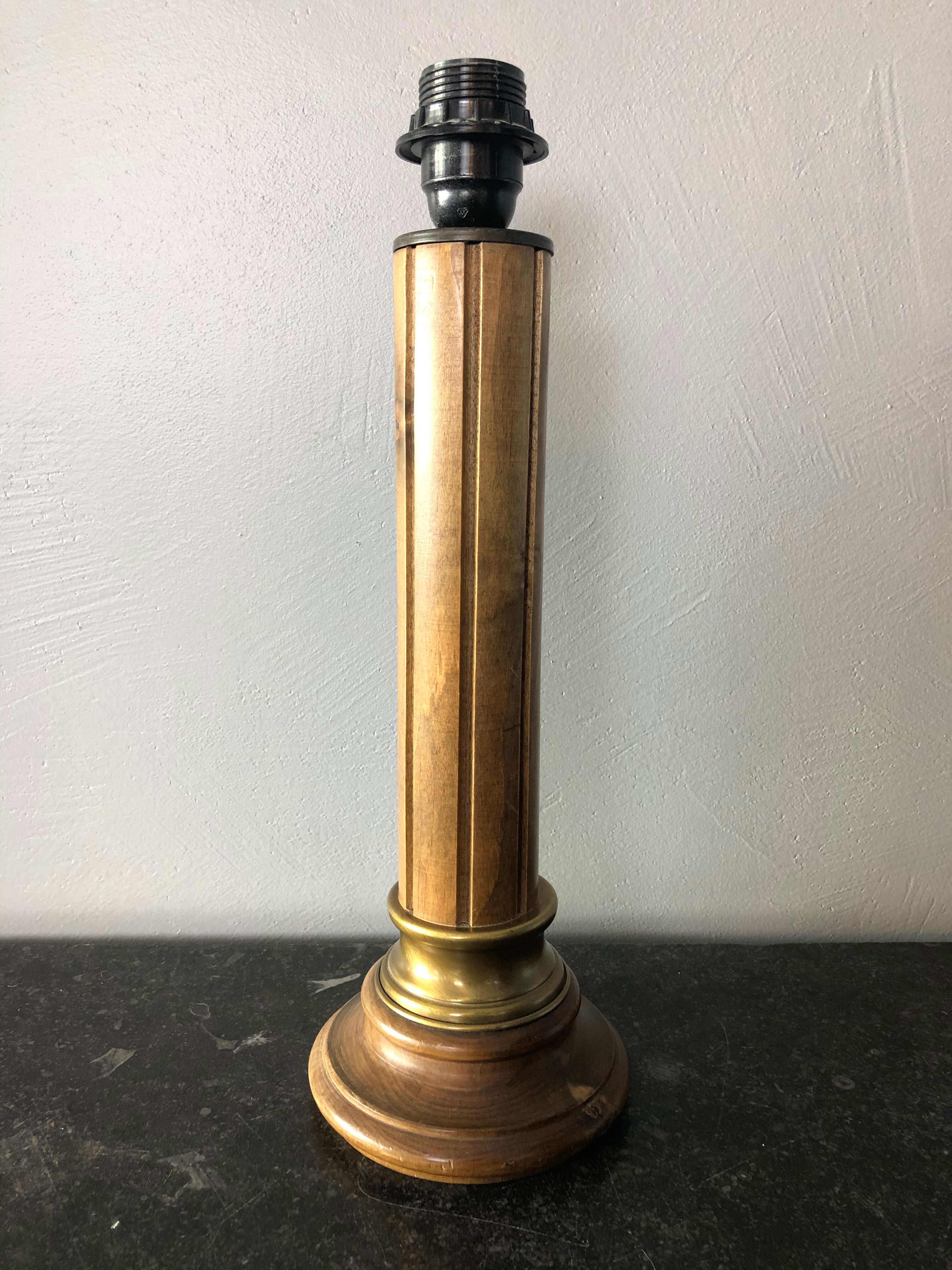 Wooden and brass lamp foot