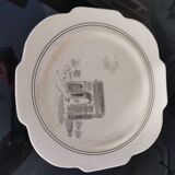 Series of 12 dessert plates and its cake tray Gien Paris Monuments