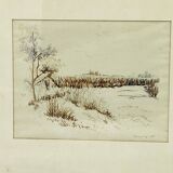 Still life in felt pen signed