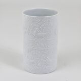 White relief Op Art porcelain vase by Bjorn Wiinblad, Rosenthal Studio Line, 1960s.