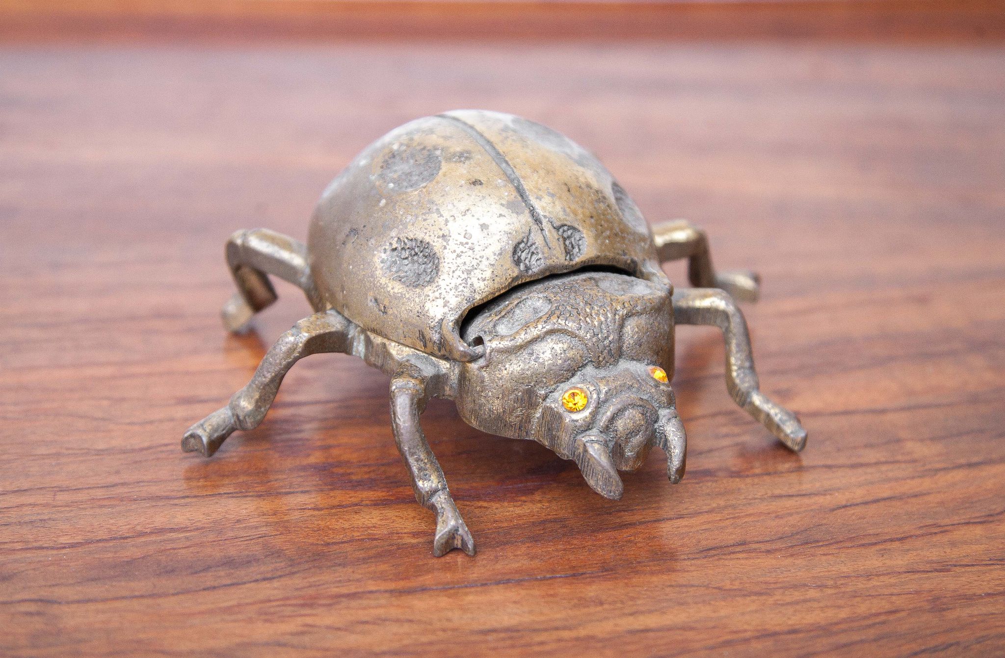 Vintage ashtray brass ladybug