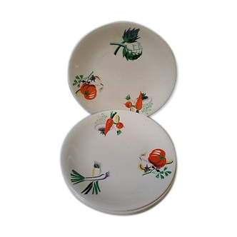 6 plates luneville garden/logo motifs