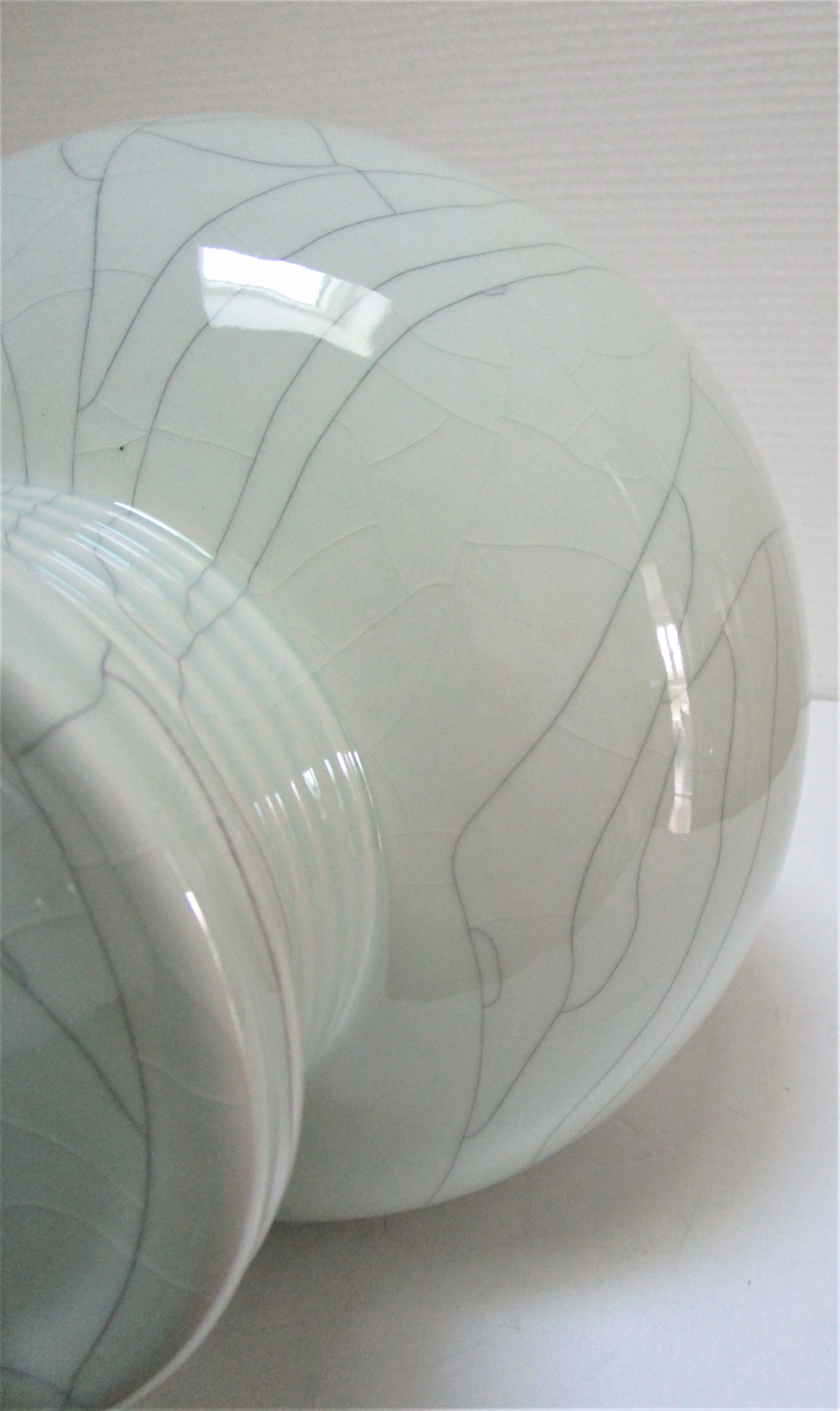 vintage soft light green cracked ceramic lamp foot