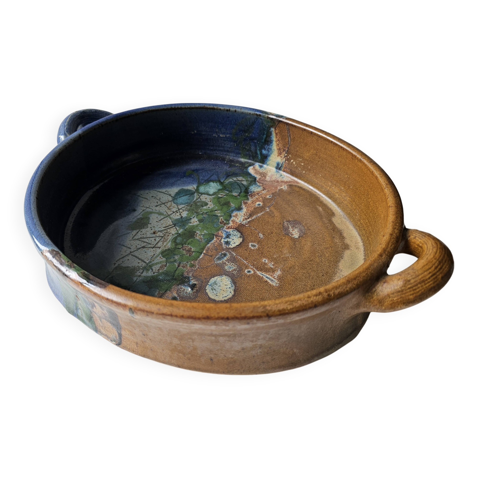 Ceramic dish Signed Saint Clément les Places (Length 38cm)