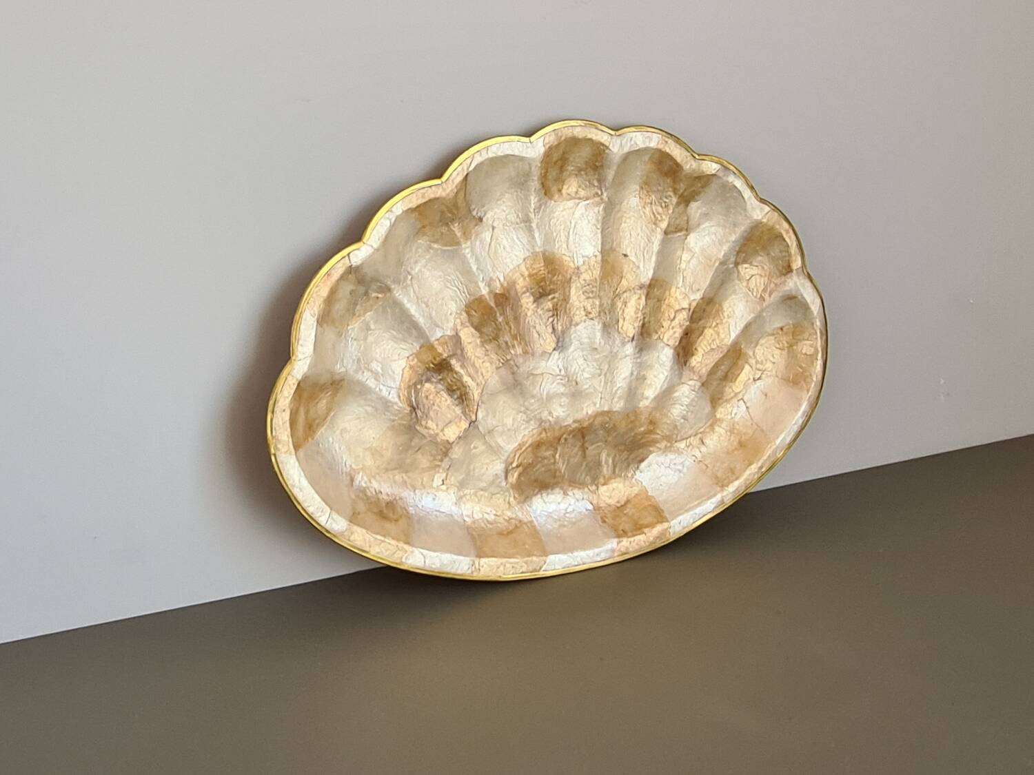 Vintage mother-of-pearl and gold trinket dish – decorative bowl