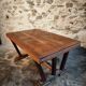 French vintage table in solid oak, Arts & Crafts style, 1930s–1940s.