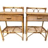 Paire de table de nuit en rotin Italie 70’s