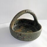 Old terracotta basket signed Campo Piano Orezza Corsican pottery Vintage 1960