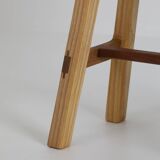 Contemporary handcrafted stool in solid oak and ash wood