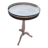 Gueridon vintage marbre blanc et laiton style Louis XVI