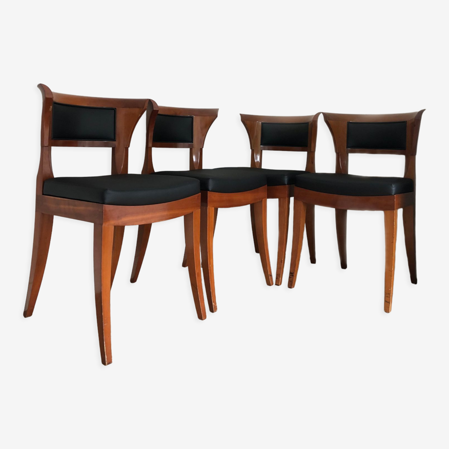Giorgetti Cherry Wood Dining Chairs Model Sella Media by Leon Krier 1991  Set Of 4 | Selency