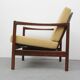 Mid-century walnut armchair in yellow 1960s