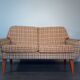 2-seater sofa in teck and beige wool, vintage scandinavian 1960s