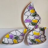 Three vintage free-form ceramic ravine dishes from the 1950s