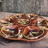 Vintage French oyster plate in Majolica from Vallauris