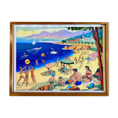 Educational poster elocution Rossignol vintage 60s - holidays by the sea and bohemians