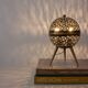 1950s French Saturn Table Lamp in Pierced Aluminum and Brass