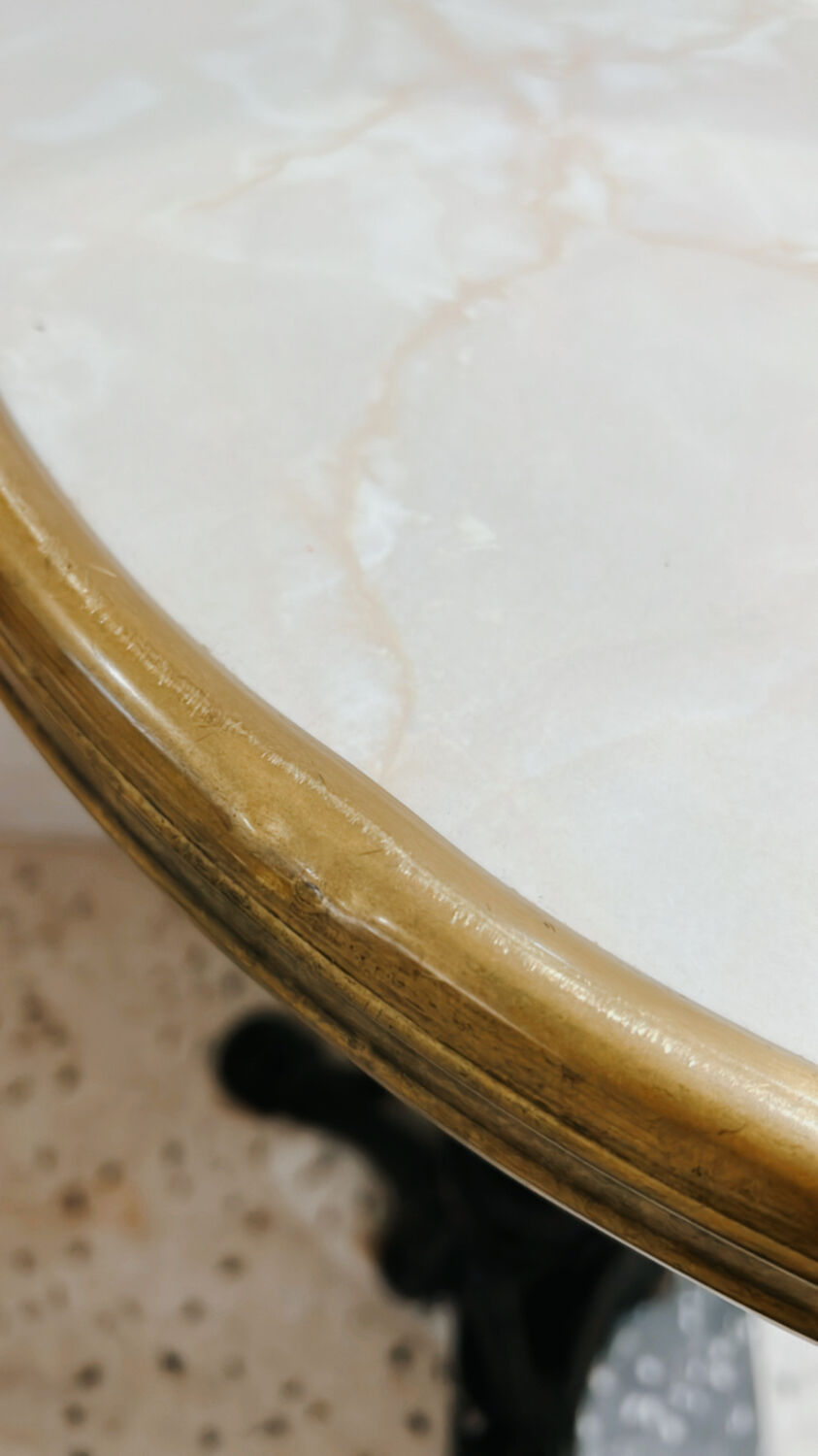 Bistro table cast iron marble and brass