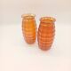 Paire Vases Art Déco Josef Invald Carnival Marigold Orange Irisé Jacobean
