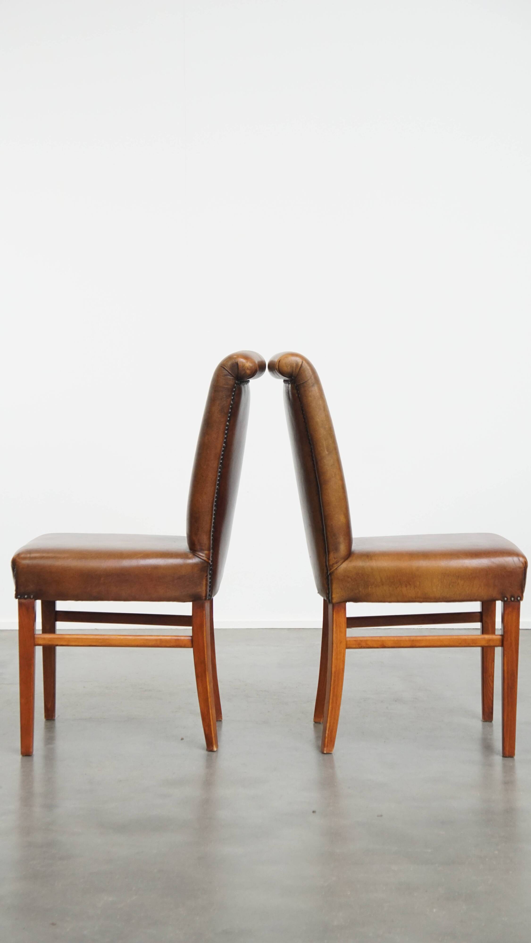 Set of 6 Dining Chairs in Sheepskin Leather