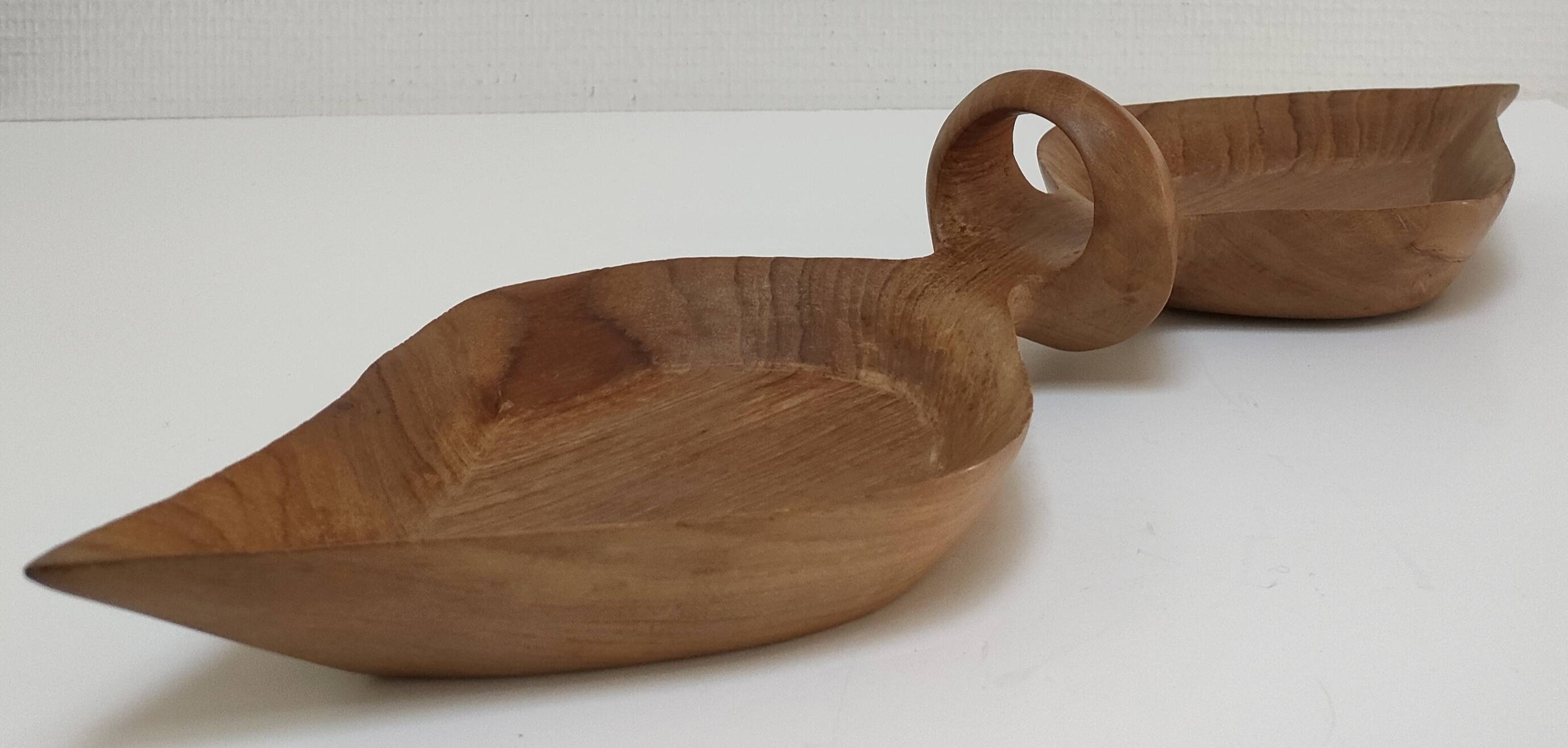 Vintage sculptural wooden pocket tray