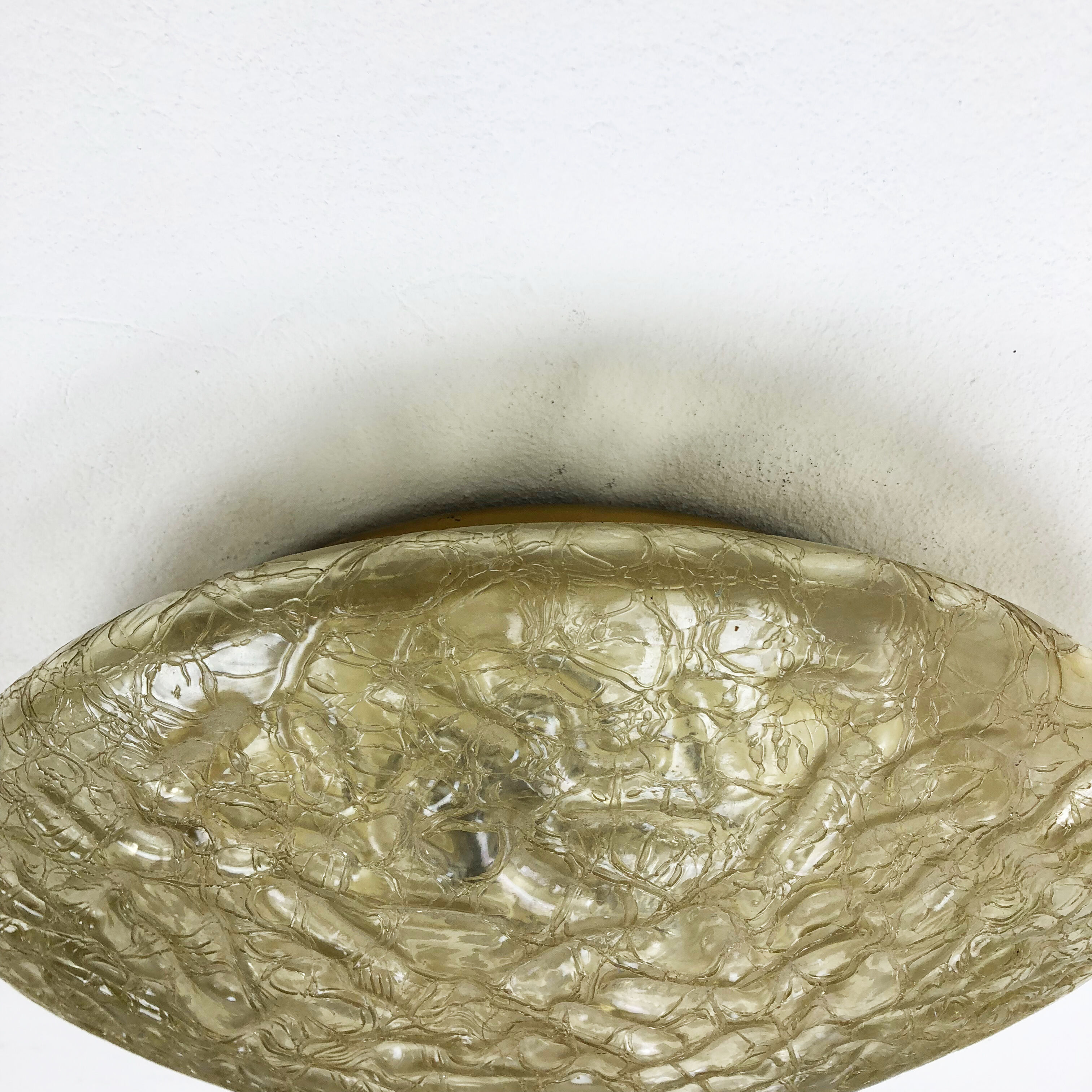 Modernist glass and metal ceiling light by Doria Lights, 1970s, Germany