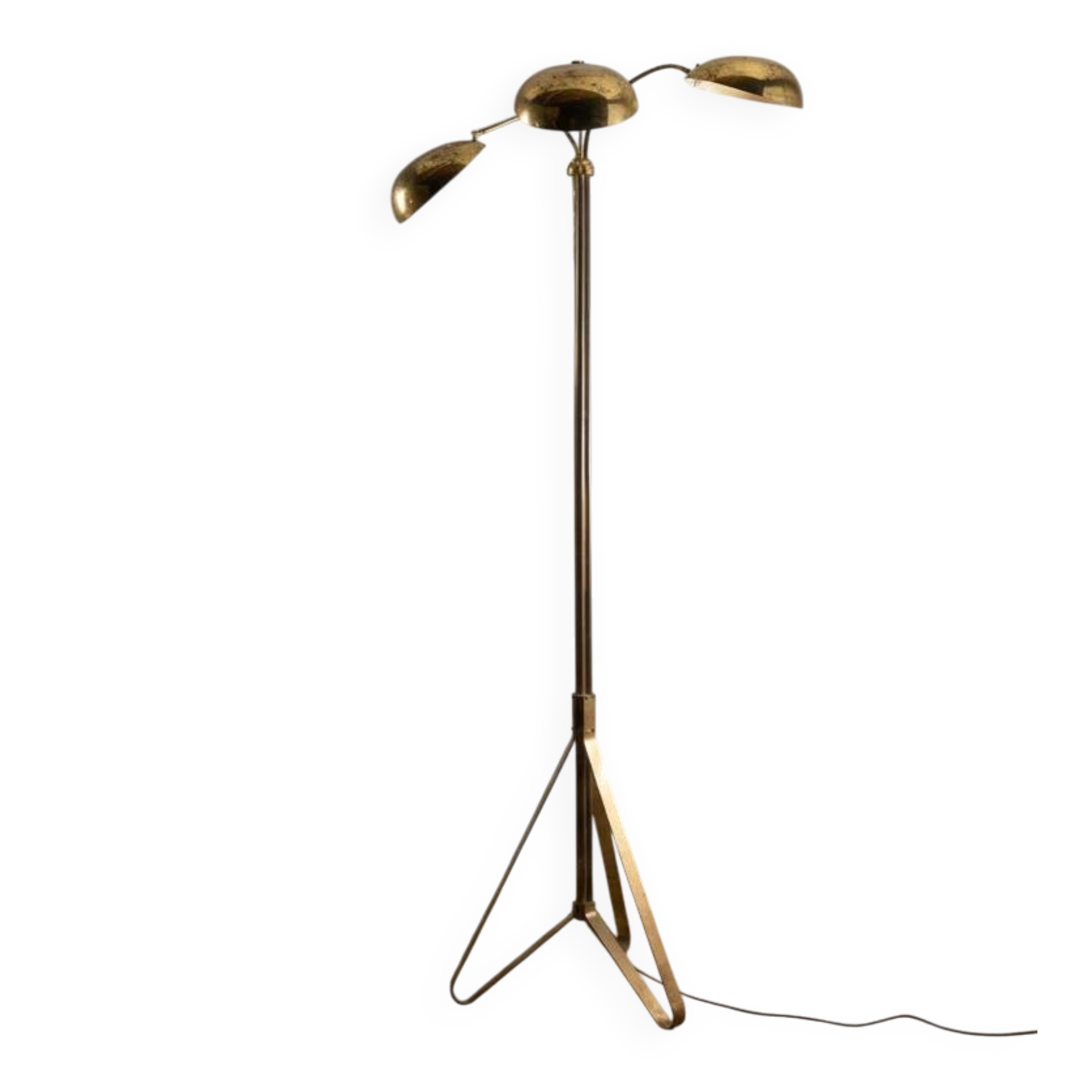 Mid-century Russian floor lamp with three adjustable brass shades