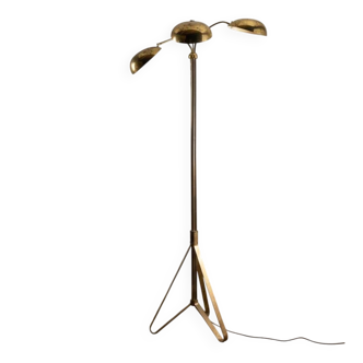 Mid-century Russian floor lamp with three adjustable brass shades