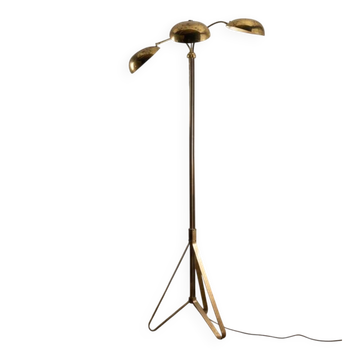 Mid-century Russian floor lamp with three adjustable brass shades