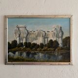 The Wrapped Reichstag in Berlin, 1995 Oil on Canvas, Framed