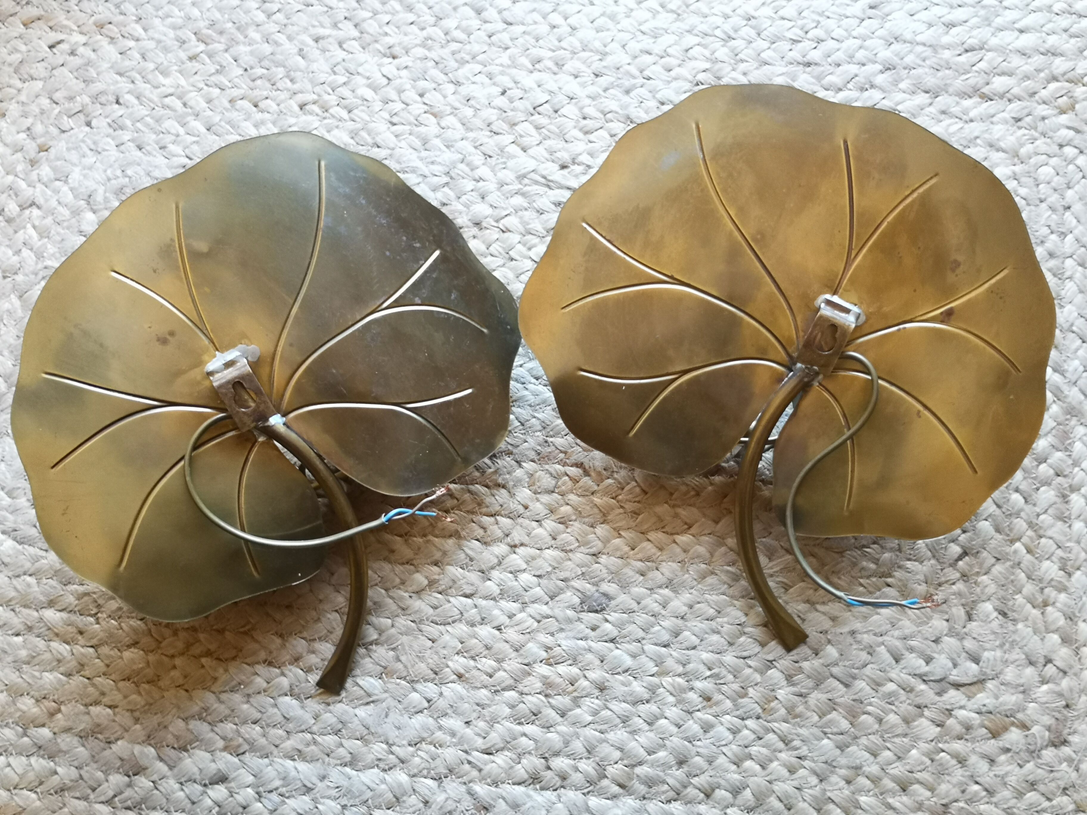 Set of 2 brass wall sconces