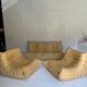Ligne Roset Togo vintage honey yellow leather – 3-seater + 2 armchairs