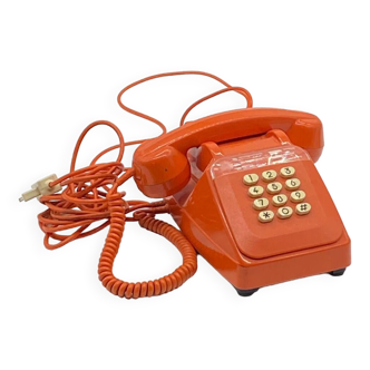 Téléphone à touches vintage, Socotel S63, orange 🧡, 1984,