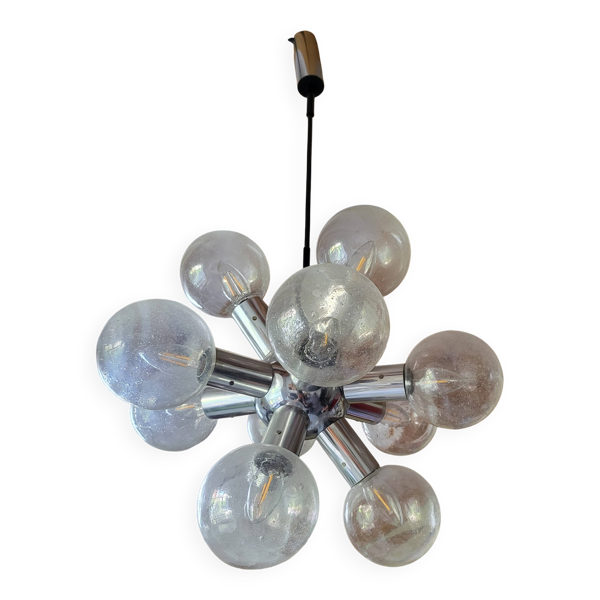 Lustre ou lampe à suspension Spoutnik KalmarRS 12, en verre d'aluminium, 19