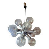 Lustre or pendant lamp Spoutnik KalmarRS 12, in aluminium glass, 19
