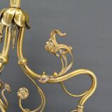 Art nouveau chandelier in gilt bronze, france, circa 1890