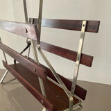 Vintage magazine rack in wood and aluminum