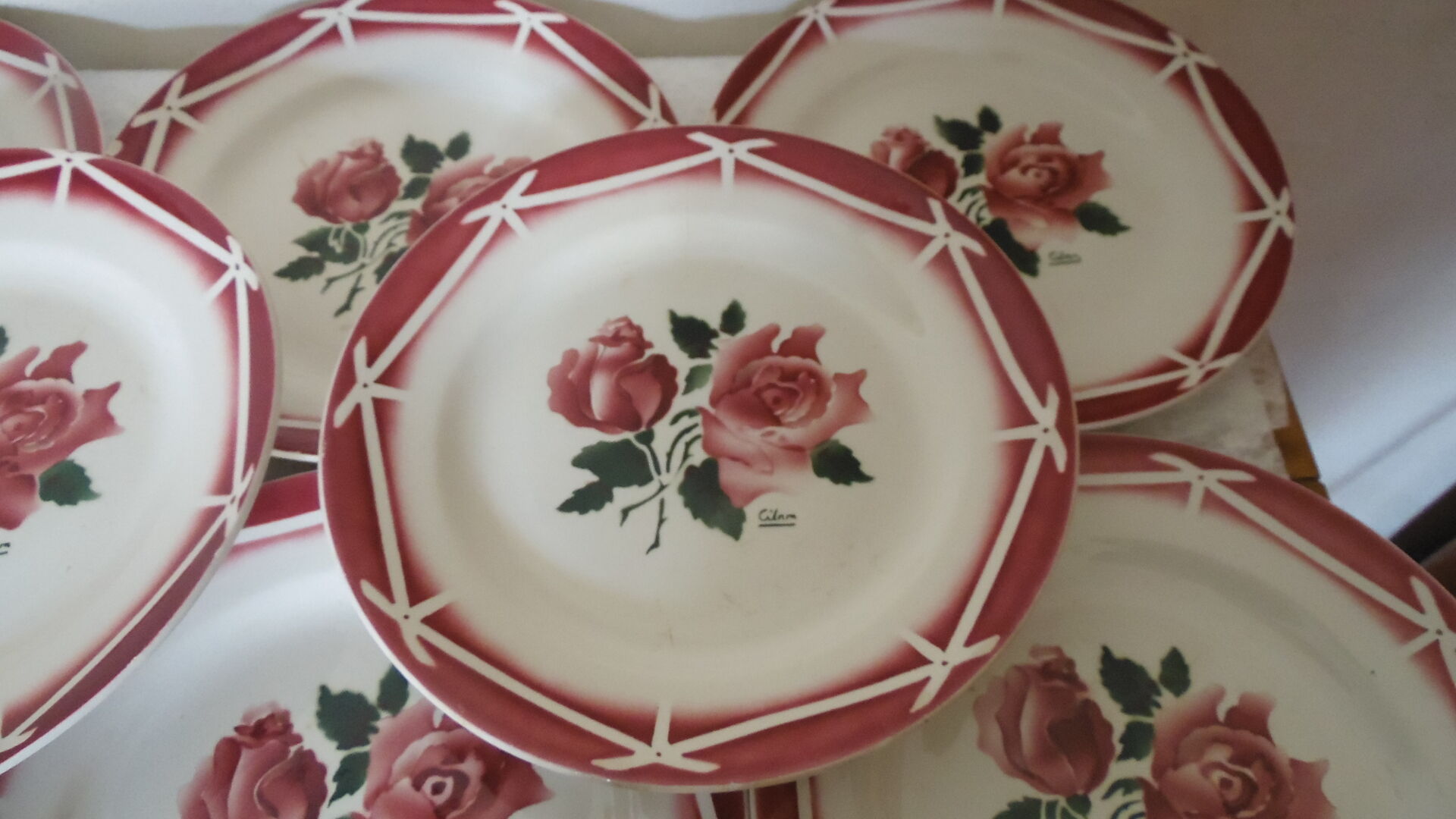 8 plates with Cibon Digoin Sarreguemines model dessert