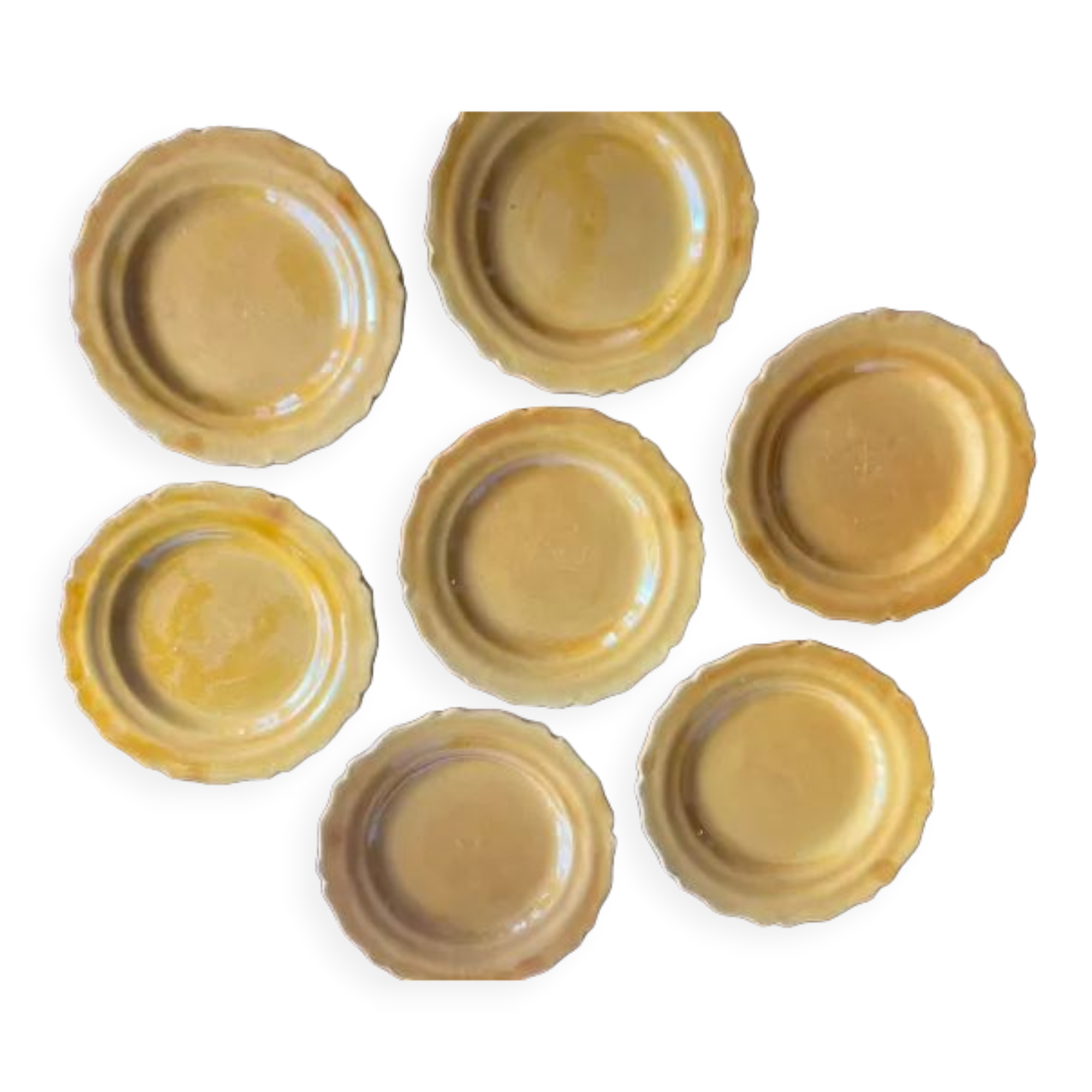Set of 7 honey-colored plates in glazed clay Pottery Ravel