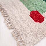 Moroccan Berber carpet beni ouarain ecru with colorful patterns 275x196cm