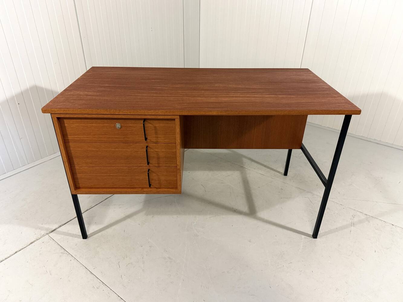 Günter Renkel teak and black steel free standing desk 1960’s