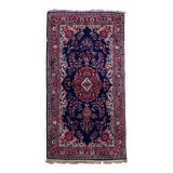 Tapis Kerman Antique – Laine Bleue Vive & Rouge – 117 x 218 cm