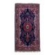 Tapis Kerman Antique – Laine Bleue Vive & Rouge – 117 x 218 cm