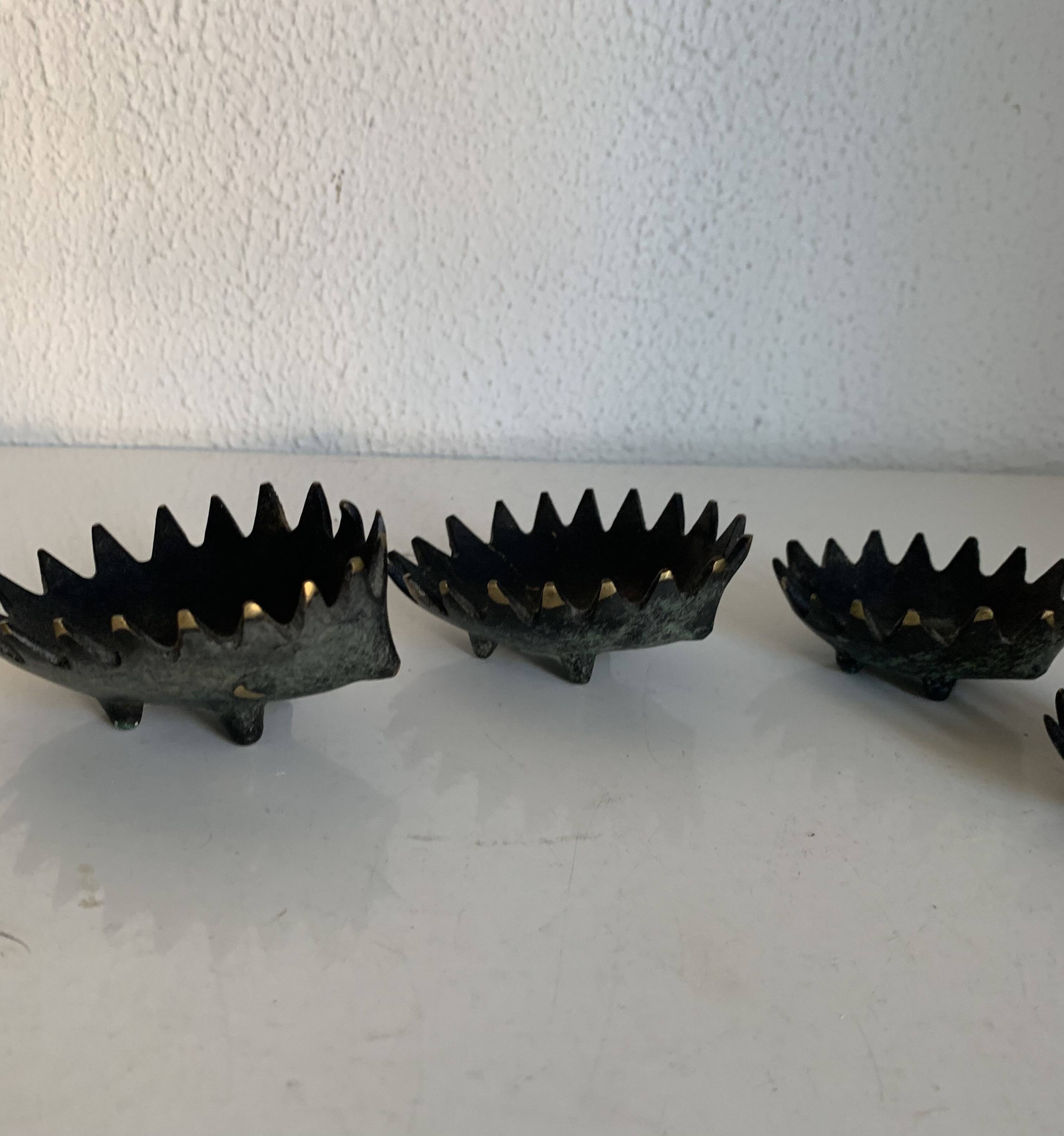 Vintage 1950s hedgehog ashtrays by Walter Bosse for Hertha Baller