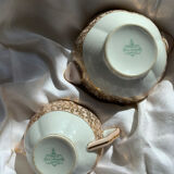 Pink and golden teapot and sugar bowl Limoges Charles Ahrenfeld